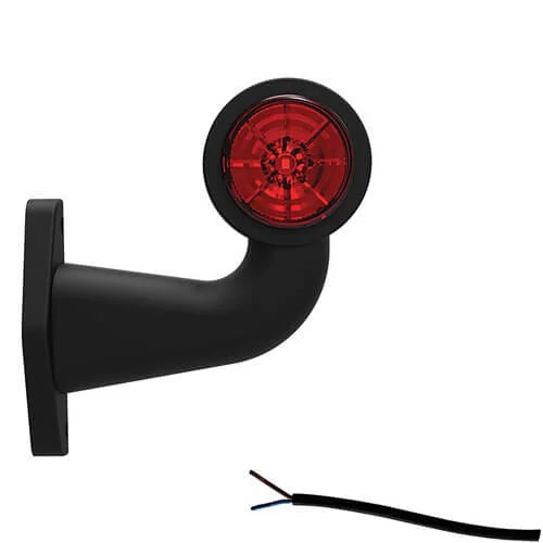 Rechts | LED breedtelamp met haakse steel | 12-36v | 20cm. kabel | M10BV-402RW