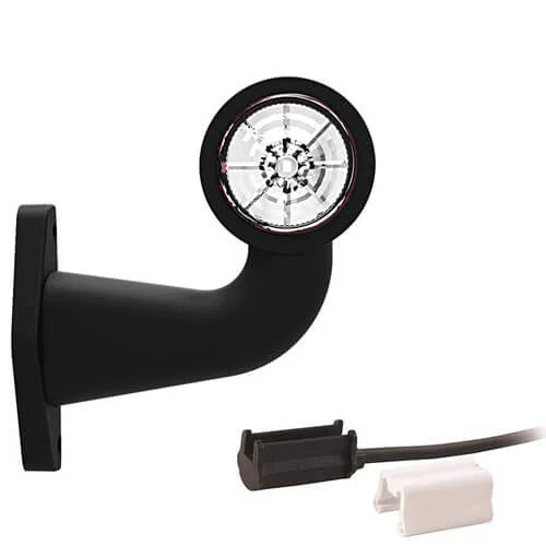 Links | LED breedtelamp met haakse steel | 12-24v | 1,5mm². connector | M10BV-421RW