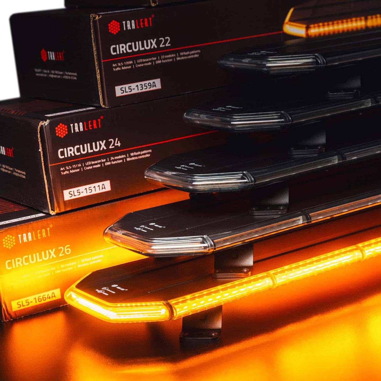 TRALERT® LED Dakset Amber – 1511 mm (12–24V) | Incl. Controller