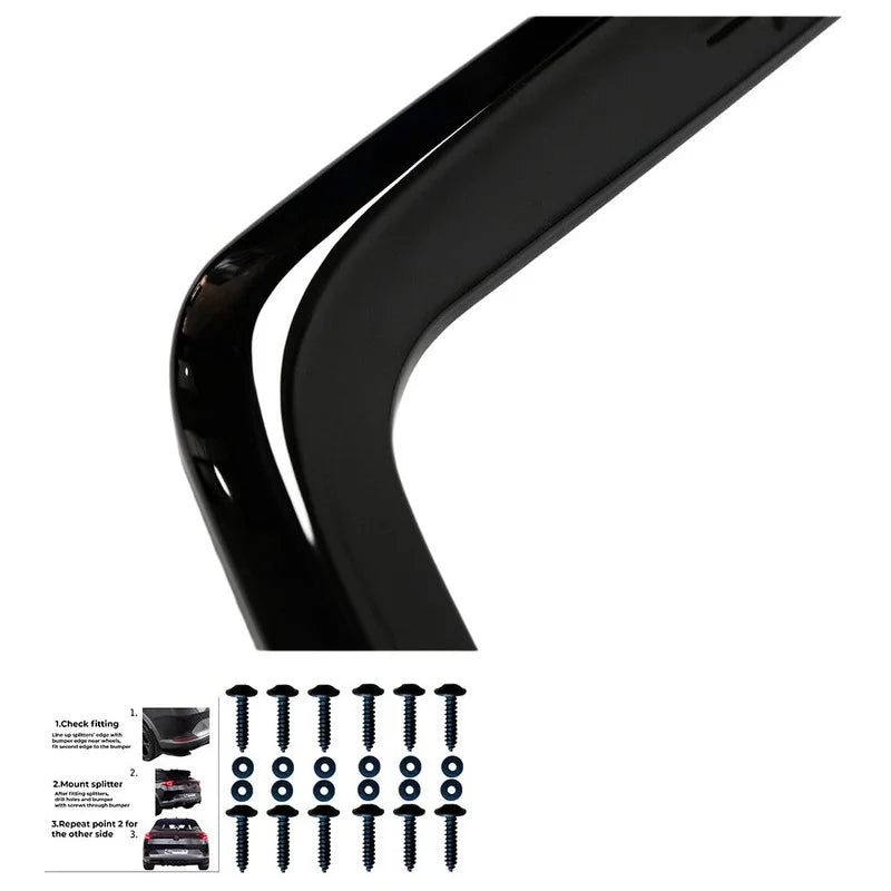 Achterbumperskirts (Hoeken) passend voor Volkswagen Transporter T7 2024- & Ford Transit Custom (V710) 2023- - Glanzend zwart