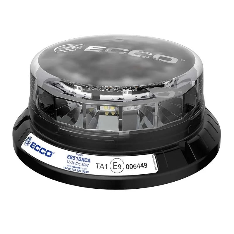 LED R65 Zwaailamp 12-24v Amber/transp./CISPR/IP69K/3-Bouts | EB5102CA