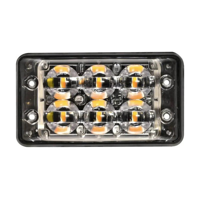LED flitser 6 LED's | R65 | slimline | amber | 10-30v | SSLED62DVAR65