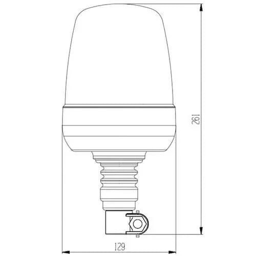 LED Zwaailamp Amber R65 met Flexi DIN montagevoet 12/24V | S07ZL003.1