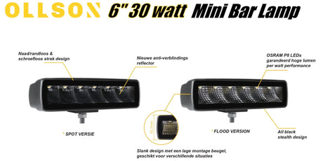 OLLSON 30 watt Edge-less mini bar, FLOOD