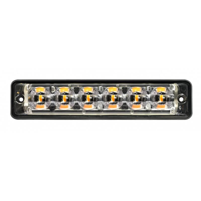 LED Flitser 6 LED's | R65 | ultra platte slimline | amber | 10-30v | S11F6002