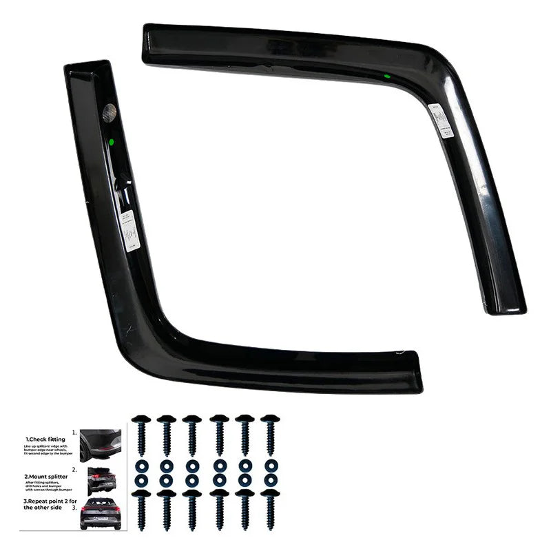 Achterbumperskirts (Hoeken) passend voor Volkswagen Transporter T7 2024- & Ford Transit Custom (V710) 2023- - Glanzend zwart