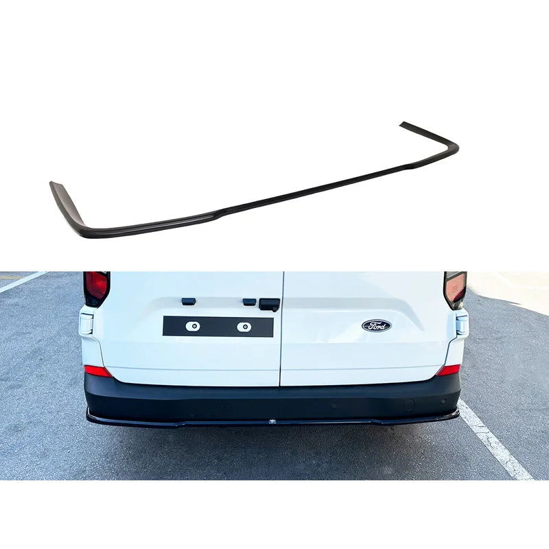 Achterbumperskirt passend voor Ford Transit Custom (V710) 2023- / Volkswagen Transporter T7 2024- (Met spatlappen) (ABS Glanzend zwart)