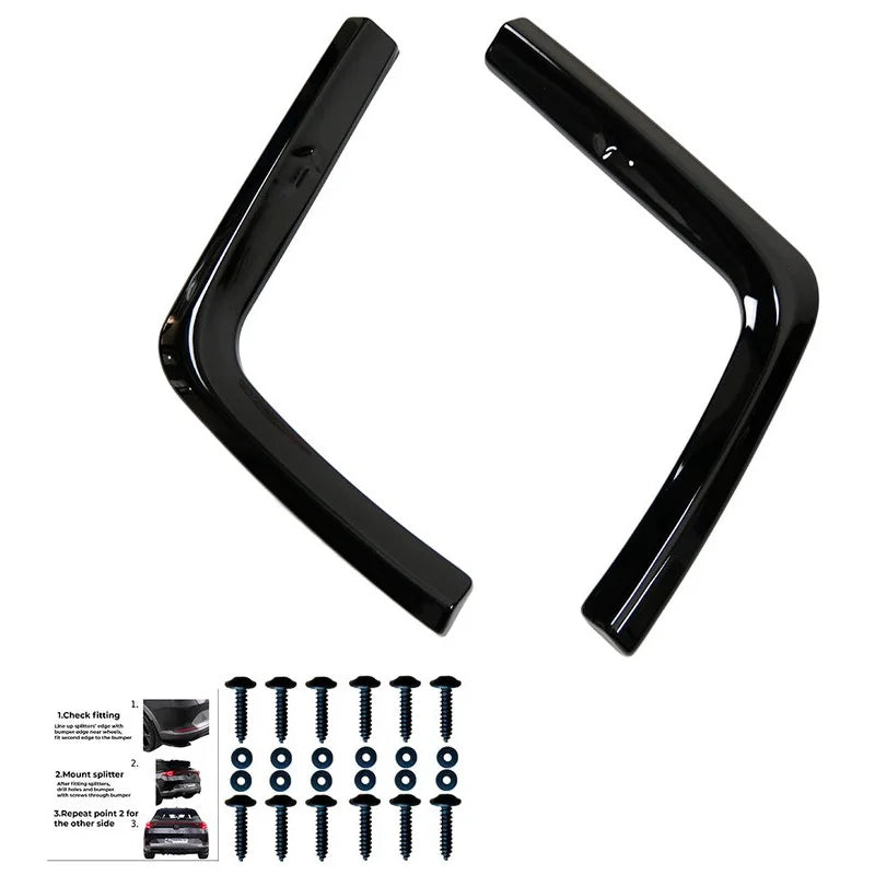 Achterbumperskirts (Hoeken) passend voor Volkswagen Transporter T7 2024- & Ford Transit Custom (V710) 2023- - Glanzend zwart