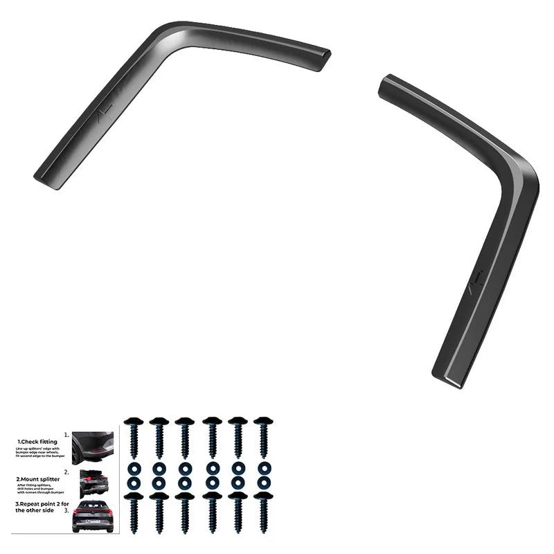 Achterbumperskirts (Hoeken) passend voor Volkswagen Transporter T7 2024- & Ford Transit Custom (V710) 2023- - Glanzend zwart