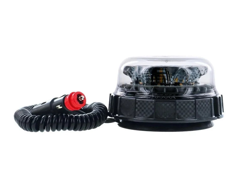 LED R65 zwaailamp amber/transp. 12/24v magneetmon, roterend+ | D14758