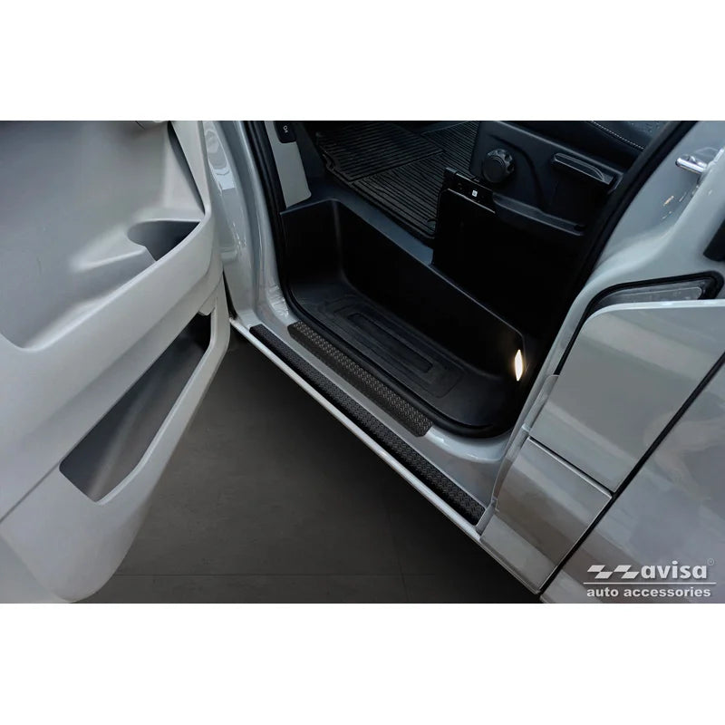 Avisa Aluminium onderste Instaplijsten passend voor Ford Transit Custom (V710) & Tourneo Custom (V710) 2023- 'Riffled Plate' - 2-delig - Zwart